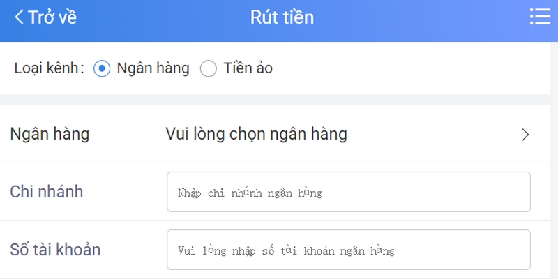 Quy trình nạp hoặc rút tiền tại nền tảng diễn ra vô cùng nhanh chóng
