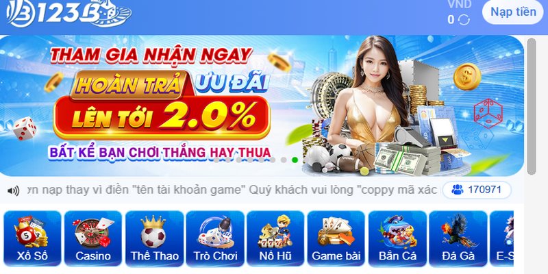 Giới thiệu 123B là một trong những nhà cái nổi bật tại thị trường game trực tuyến