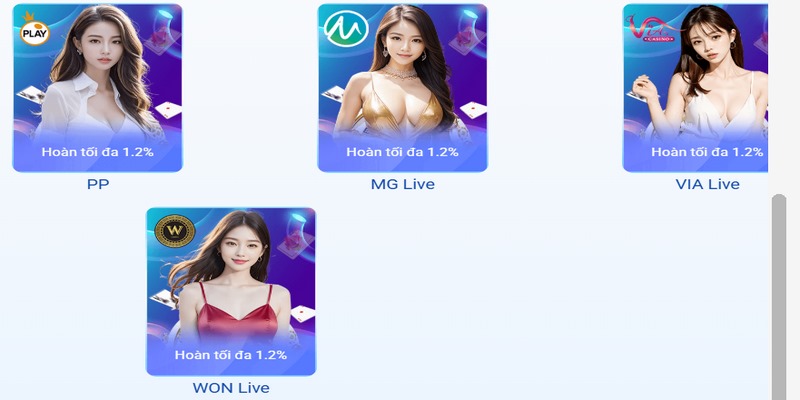 Mỗi nhà cung cấp đều có những ưu điểm riêng biệt cho bạn tại sảnh Casino Live